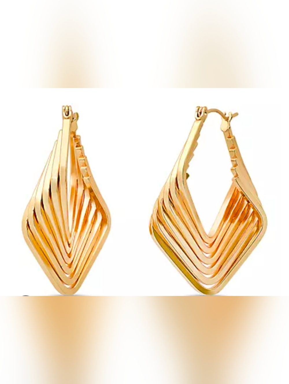 Gold-Tone Layered Diamond Hoop Earrings - Women's Jewelry